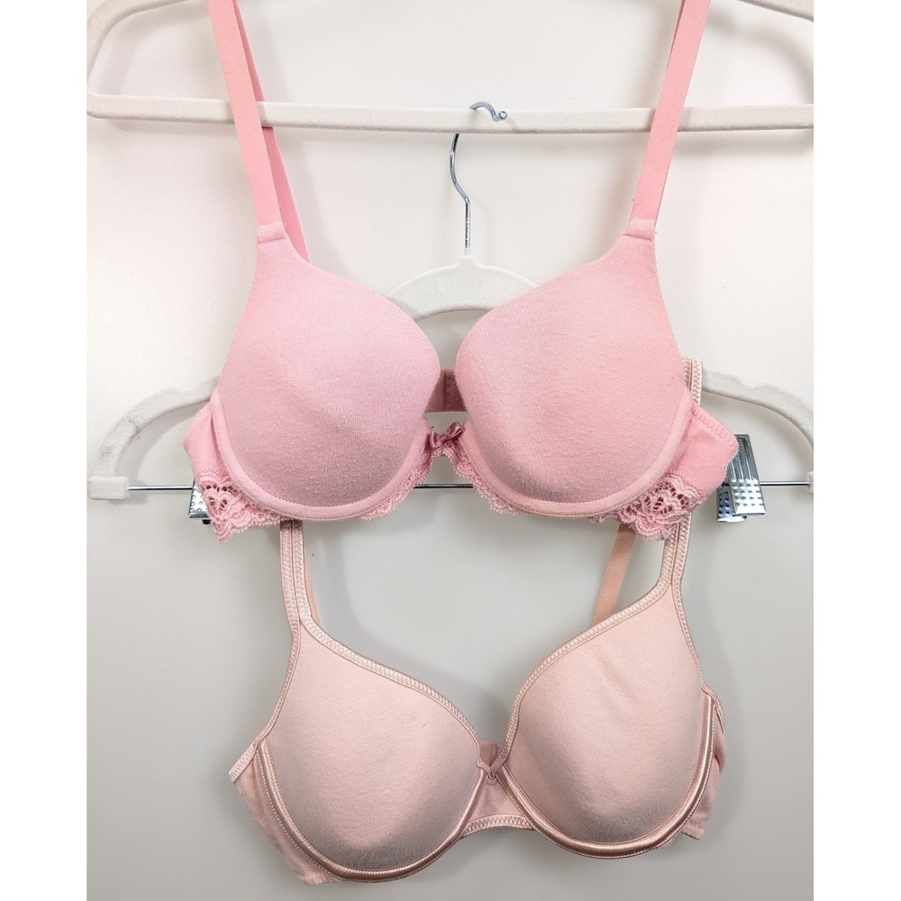 Lot of 2‎ Vassarette Lightly Lined Underwire T Shirt Bra 34B Pink Smooth Comfort